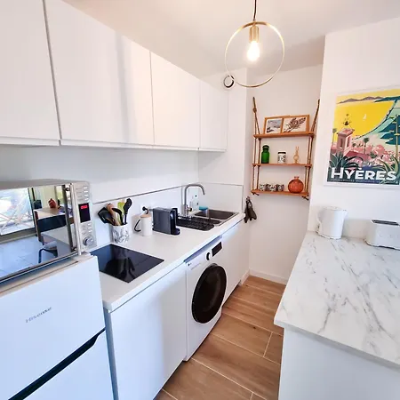 Le Repaire Des Palmiers - T2 En Centre-ville Avec Parking Et Piscine 히에레